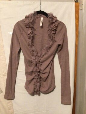Anthropologie laced ruched whimsical angelic blouse SZ M